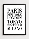 Paris New York London Tokyo Stockholm Milano