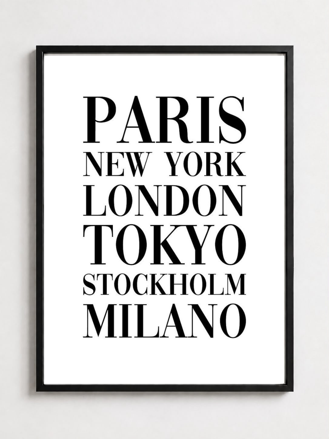 Paris New York London Tokyo Stockholm Milano